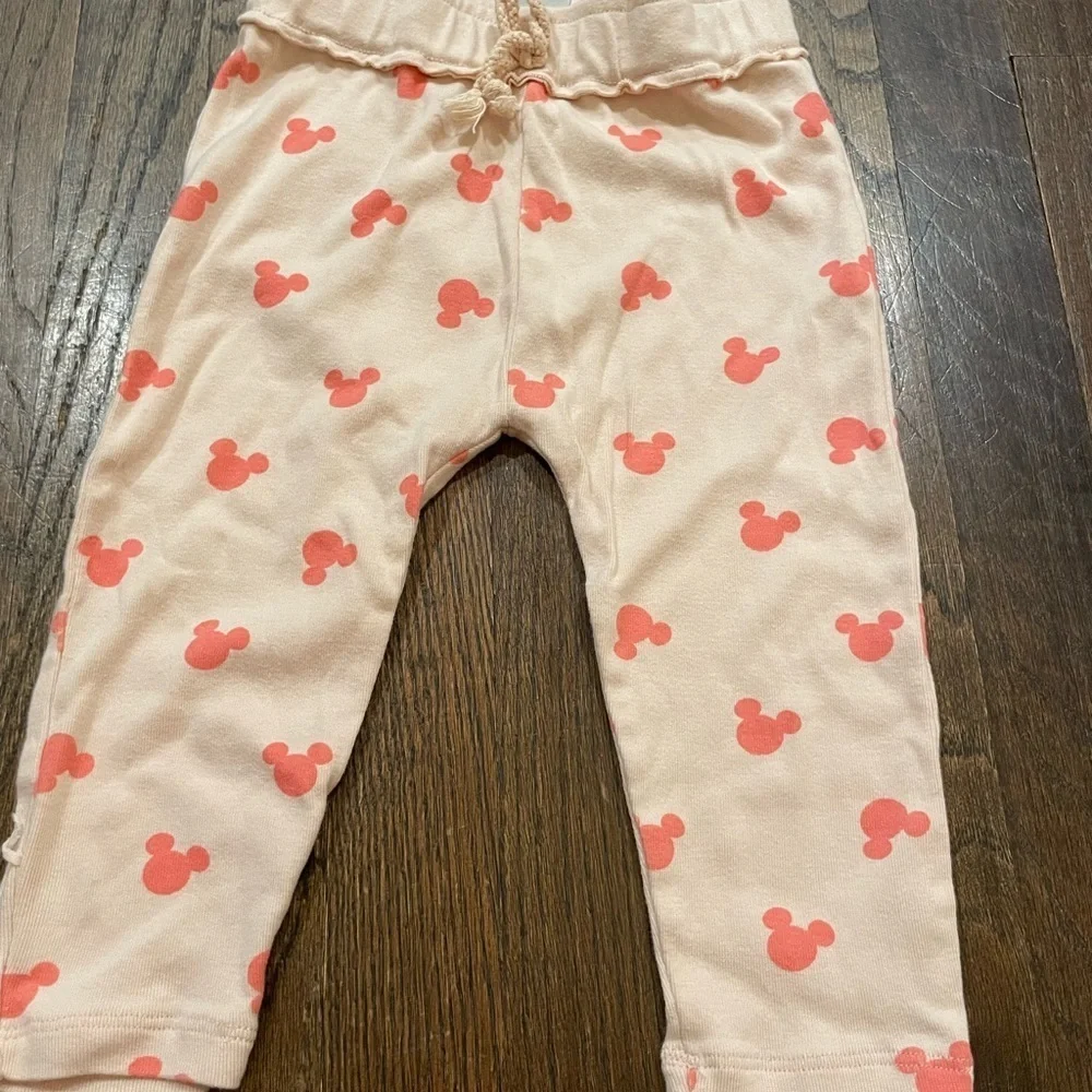DISNEY PINK MICKEY MOUSE PRINT JUNK FOOD GIRLS LEGGINGS PANTS SIZE 2T
